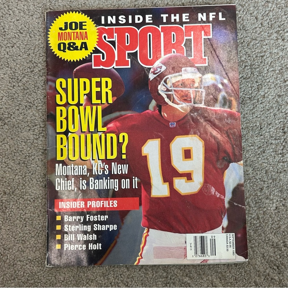 vintage Inside the NFL Sport Sept 1993 magazine features quarterback Joe Montana